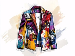 多彩涂鸦风时尚西装外套
