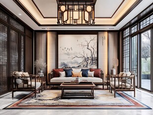 中式典雅客厅室内设计图