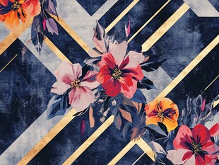 几何花卉图案的时尚背景