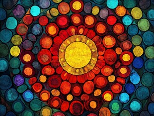 多彩圆形构成的抽象艺术图案