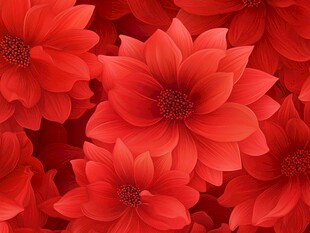 艳丽红花朵朵绽放