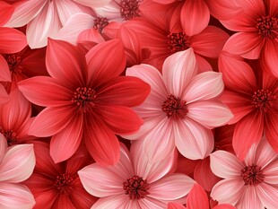 繁花似锦 红色粉色花朵图案