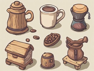 复古风咖啡器具插画