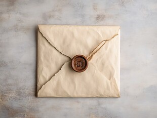 复古信封配火漆印章