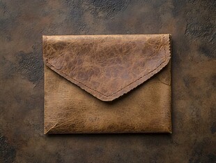 复古质感皮革信封钱包