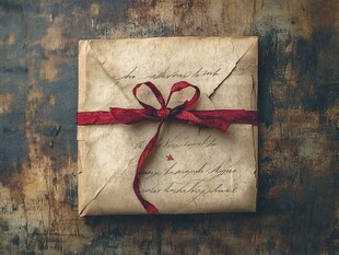 复古信封 红丝带系就的浪漫