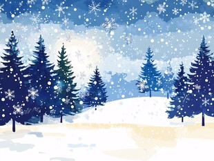 冬日雪景中的静谧松林