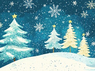 冬日雪景中的梦幻圣诞树