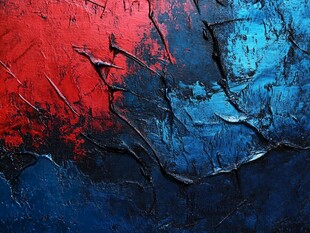 红蓝撞色抽象纹理艺术画