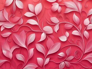 粉色叶片立体花纹背景图
