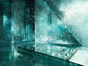 青绿色调的抽象空间场景