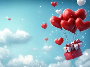 爱心气球携礼翱翔云端