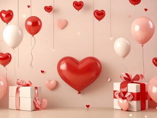 浪漫爱心气球礼物装饰场景