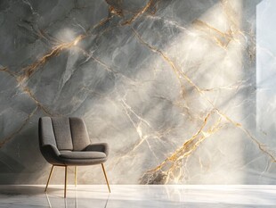 大理石墙前的时尚单人椅