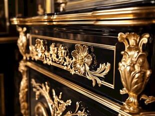 奢华黑金雕花家具细节