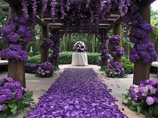 紫色浪漫花卉婚礼通道