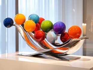 彩色玻璃球艺术摆件