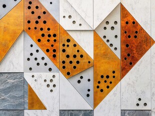 几何图案金属石材拼接墙面