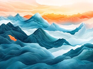 壮丽山峦间的绚烂霞光