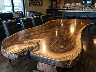 独特实木大板桌室内展示