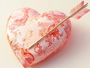 爱心形物体插着装饰箭