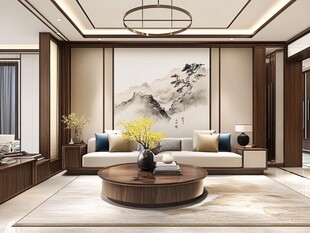 新中式雅致客厅室内景致