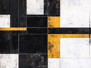 黑白金几何抽象艺术画作