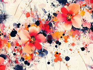 绚丽水彩花卉抽象艺术画