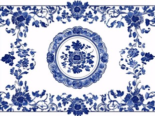 青花瓷盘花卉图案设计