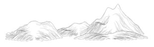 素描风格的连绵山脉