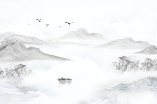 新中式屏风山水画