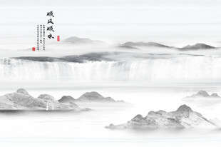 新中式屏风山水画