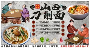 古风刀削面背景墙装饰画