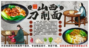 古风刀削面背景墙装饰画
