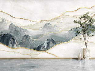 新中式山水意境墙面装饰