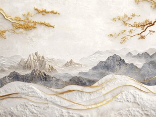 金枝山峦新中式山水背景