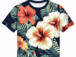 热带花卉印花T恤