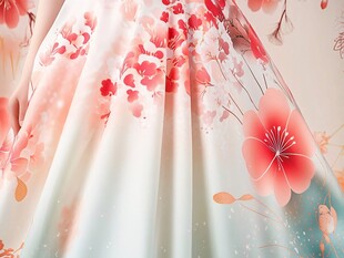 古风花卉图案飘逸长裙