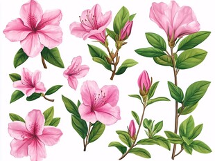 粉色杜鹃花植物素材集