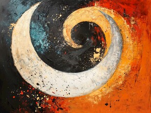 抽象旋涡艺术油画作品