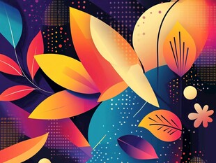 多彩抽象叶片装饰图案