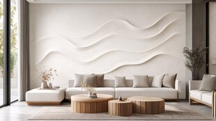 简约客厅 波浪墙饰显格调