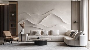 简约风客厅 立体墙饰沙发美
