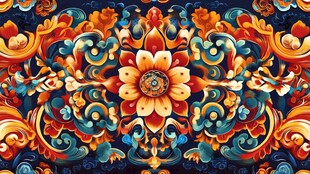 绚丽中式传统花卉纹样