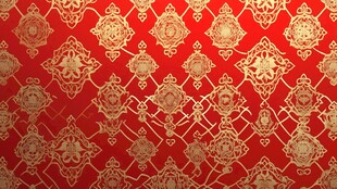 红色底金色花纹传统图案