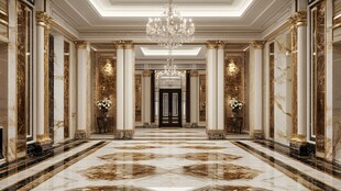 豪华大理石装饰的优雅大厅