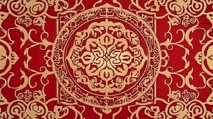 中式古典红金花纹图案