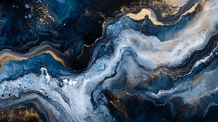 蓝金流体抽象艺术纹理