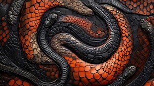 盘绕的斑斓蛇形纹理艺术