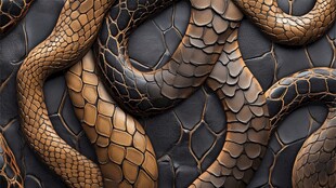 盘绕的金属质感蛇形图案